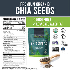 Viva Naturals chia seeds pouring into bowl to enrich smoothies