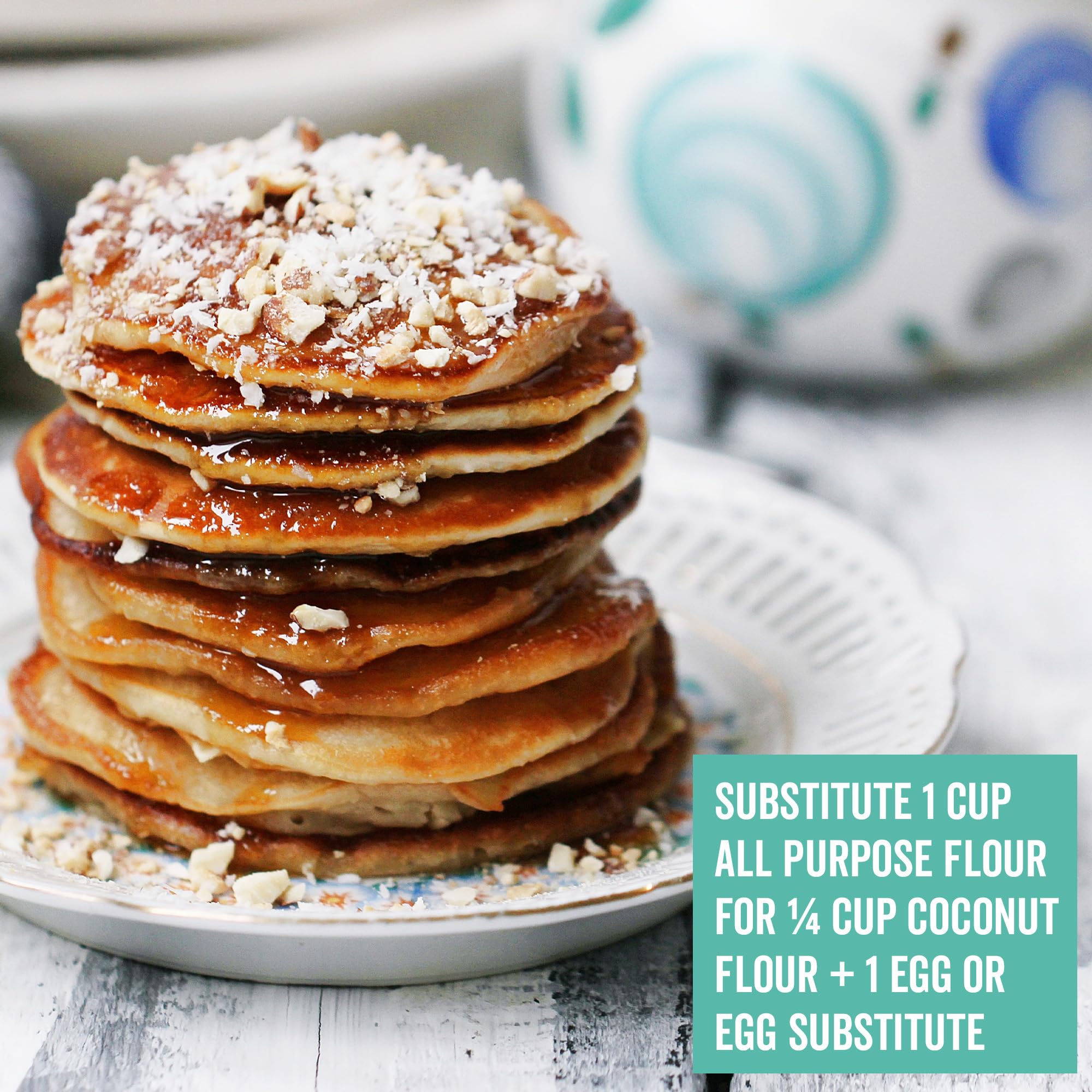 Viva Naturals Coconut Flour ingredients close-up emphasizes unbleached, unrefined powder.