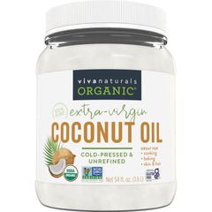 Viva Naturals coconut oil bottle front, versatile for cooking and skin care.