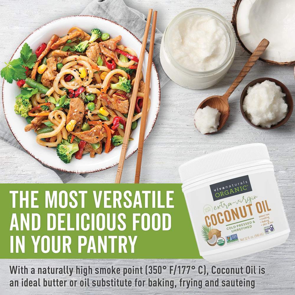 Viva Naturals Coconut Oil used for cooking and high-heat sautéing