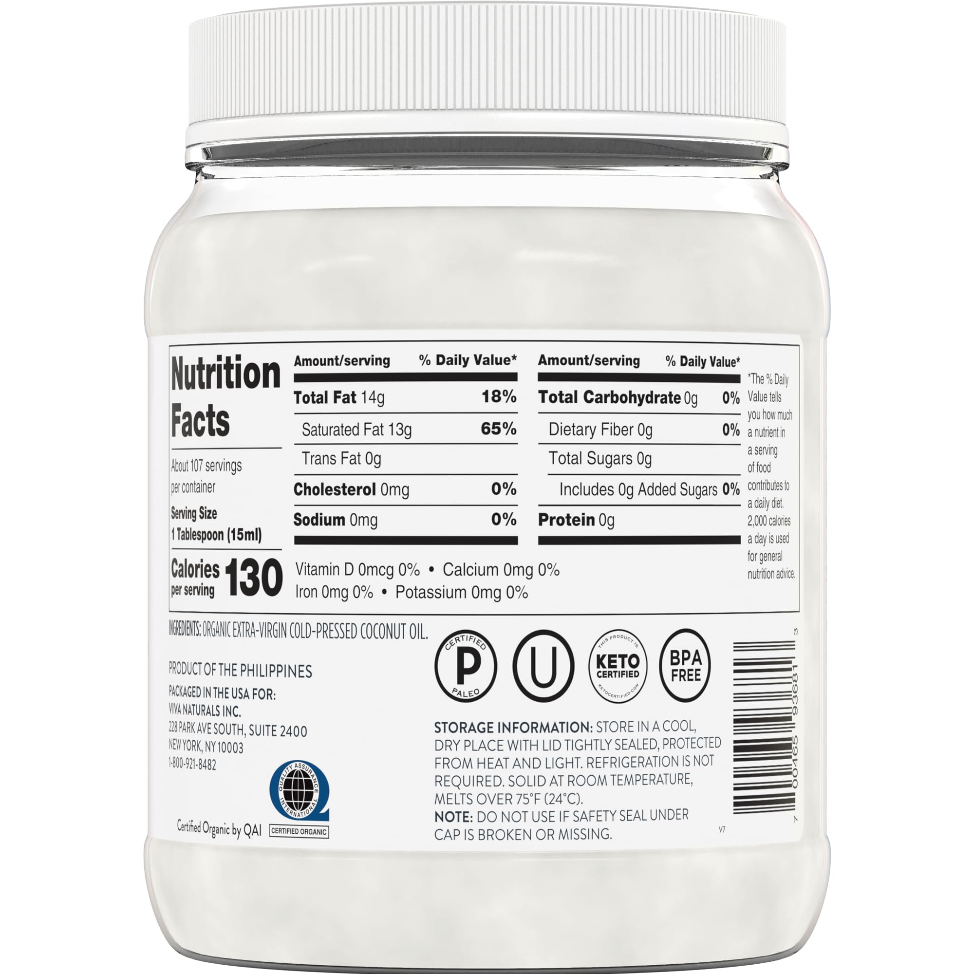 Viva Naturals coconut oil in glass jar, natural moisturizer for skin.