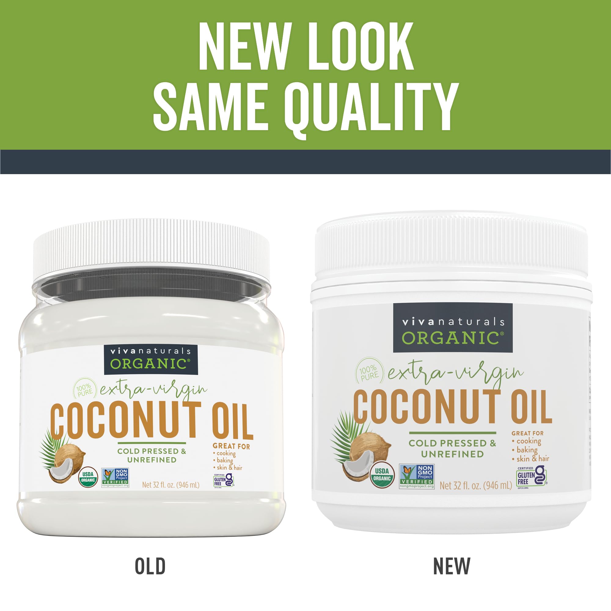 Viva Naturals Coconut Oil in kitchen jar close-up highlighting organic quality