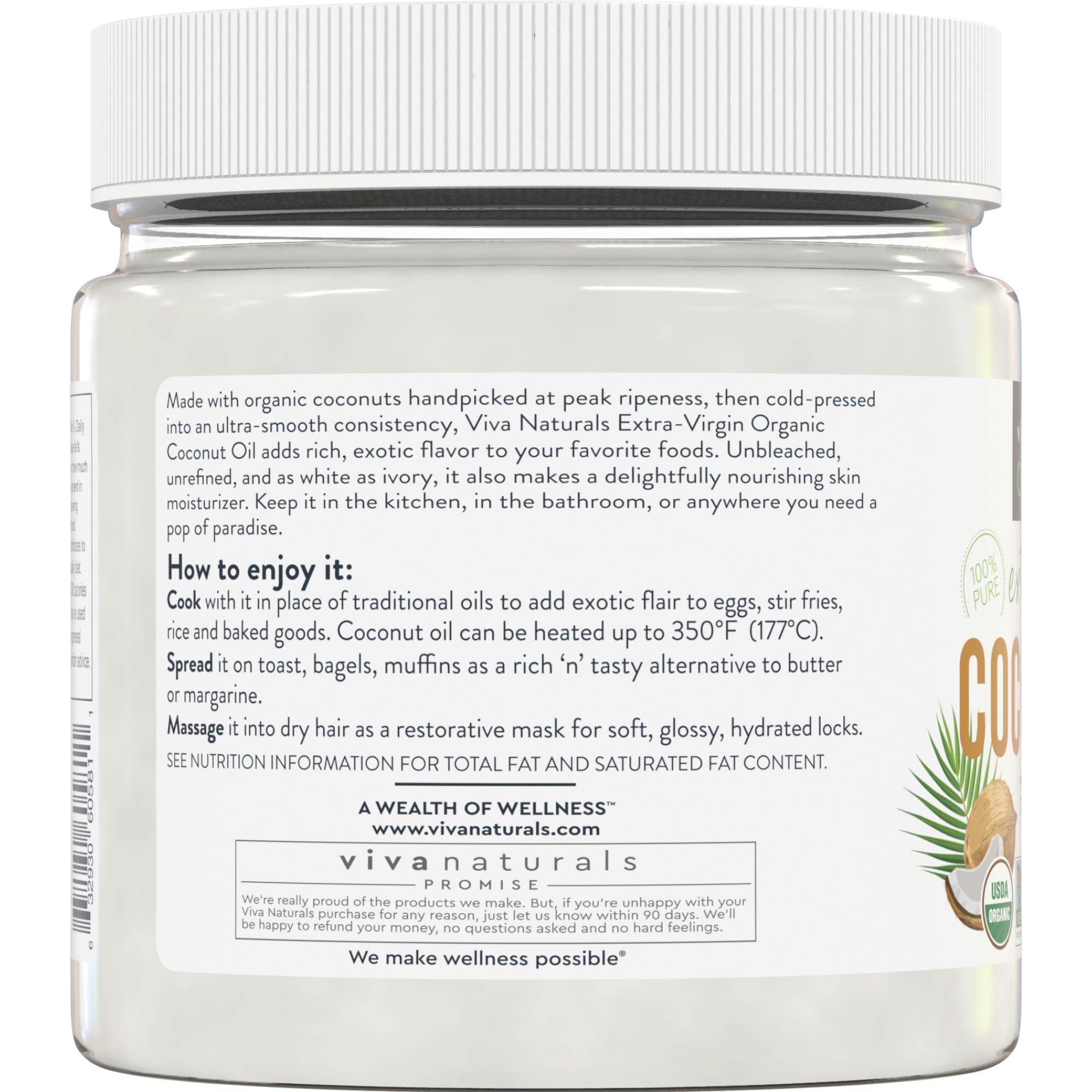 Viva Naturals coconut oil USDA seal closeup highlights organic and non-GMO status