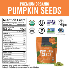 Viva Naturals pumpkin seeds shelled, ideal for salads or yogurt toppings.
