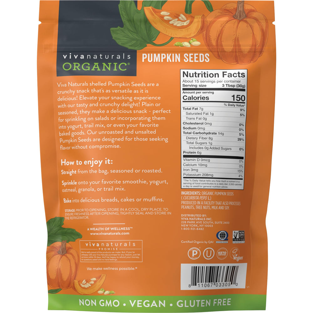 Viva Naturals pumpkin seeds snack, convenient trail mix addition.