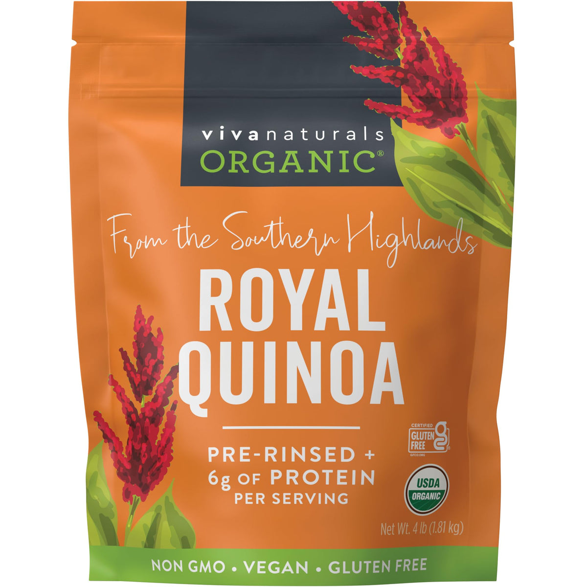 Viva Naturals quinoa package with organic label, ready for premium cooking
