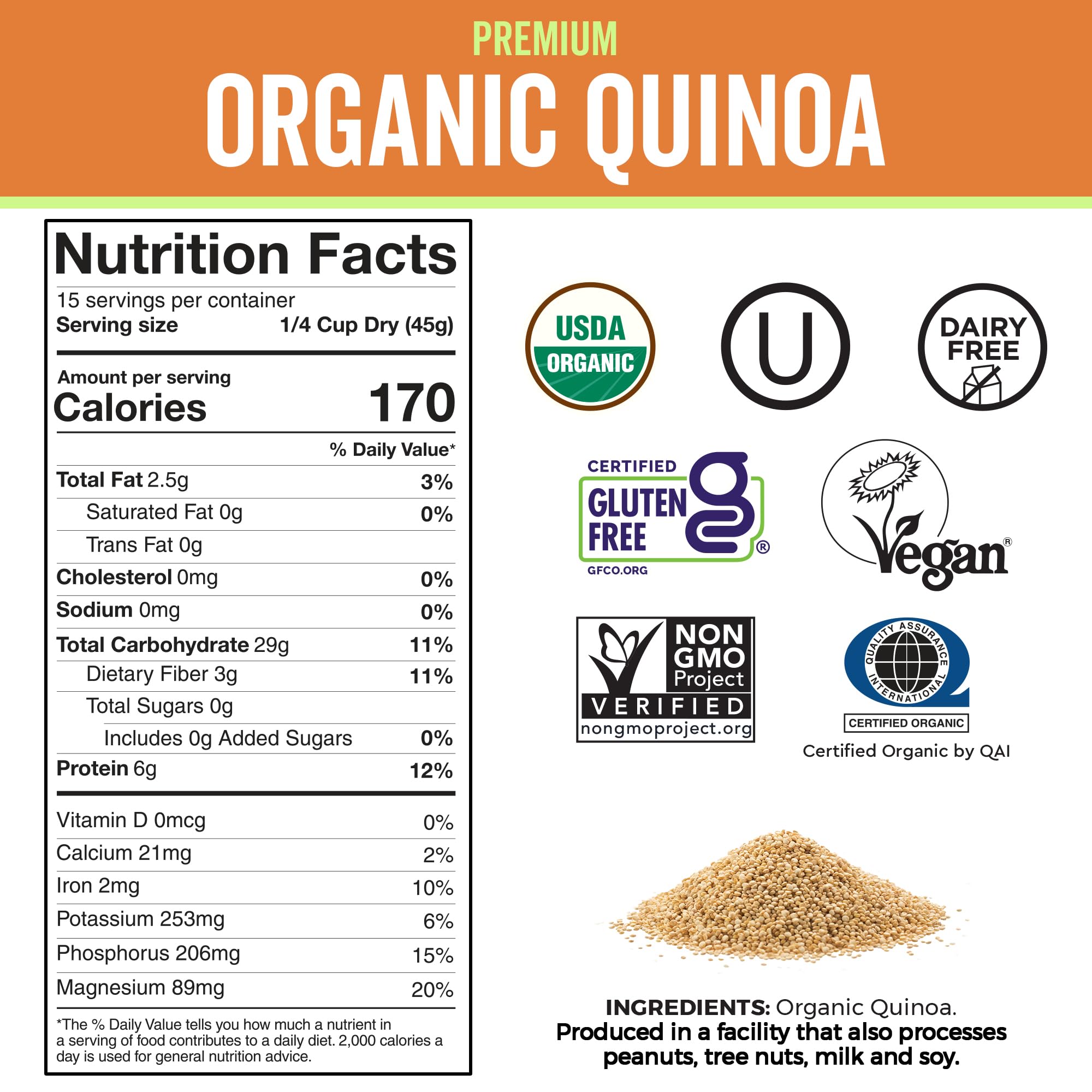 Viva Naturals raw quinoa grains with large round seeds.