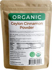 Viva Doria Organic Ceylon Cinnamon Powder kraft bag, resealable for easy storage and fresh flavor.