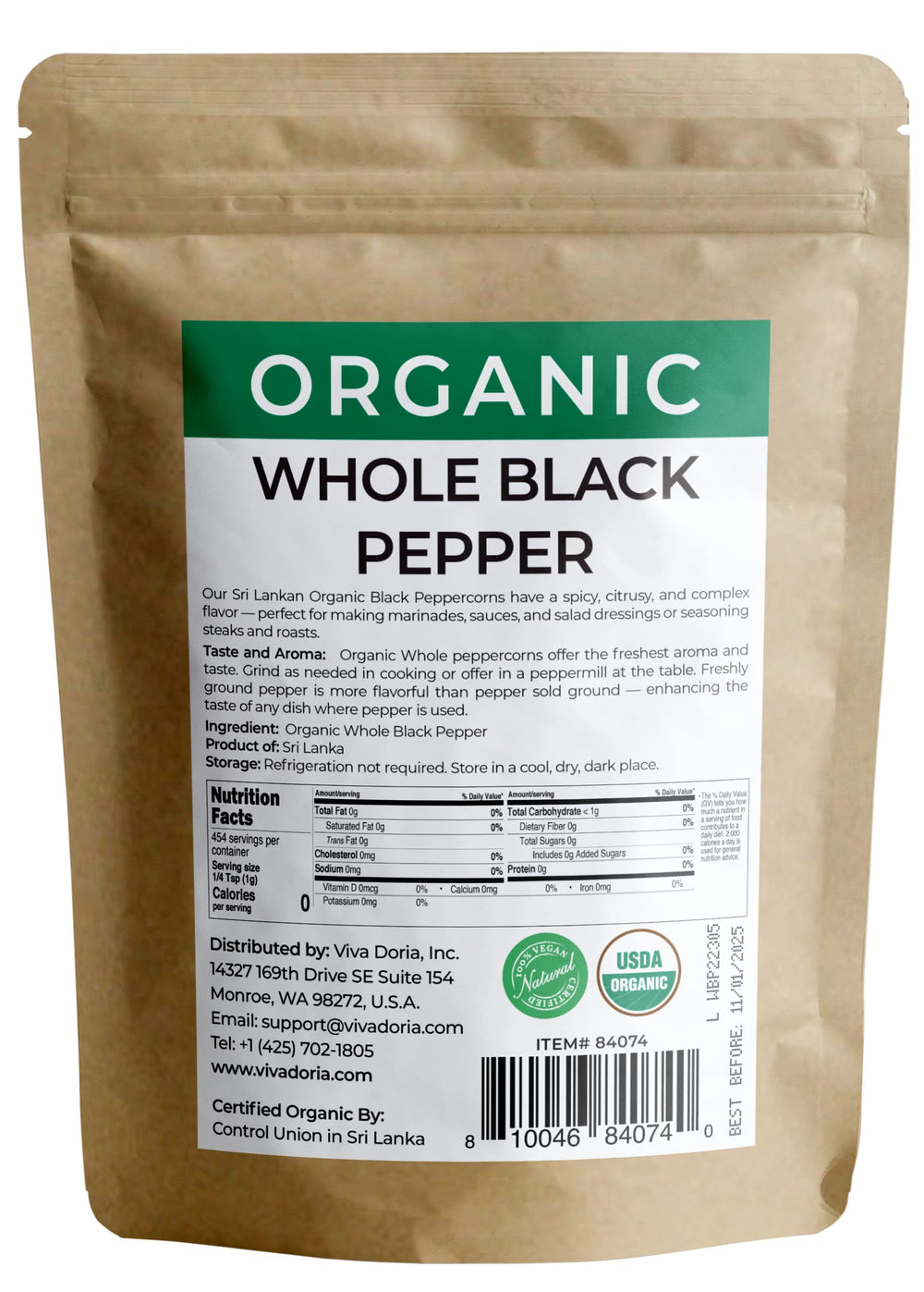 Viva Doria peppercorns ground close-up for vibrant sauces and stews