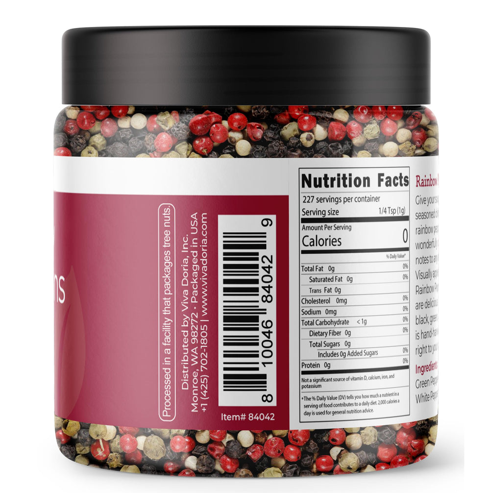 Viva Doria Rainbow peppercorns ground to unlock bold flavors for sauces.