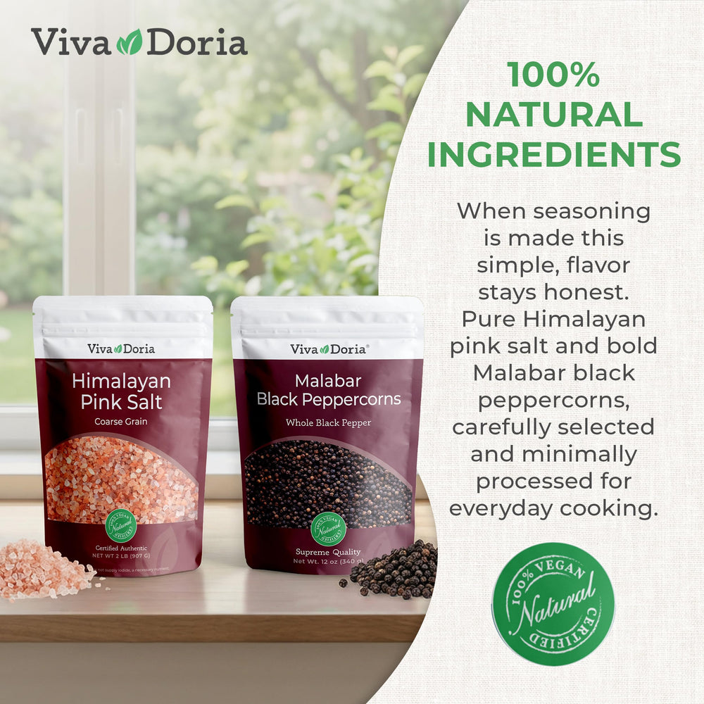 Viva Doria salt and pepper setup for everyday seasoning.