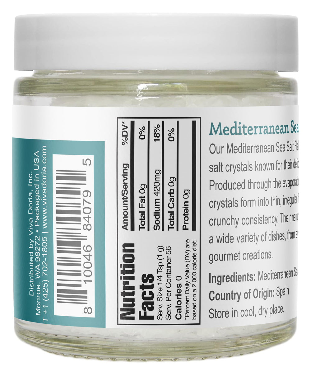 Viva Doria screw-top glass jar on counter emphasizes convenient packaging for kitchen use.