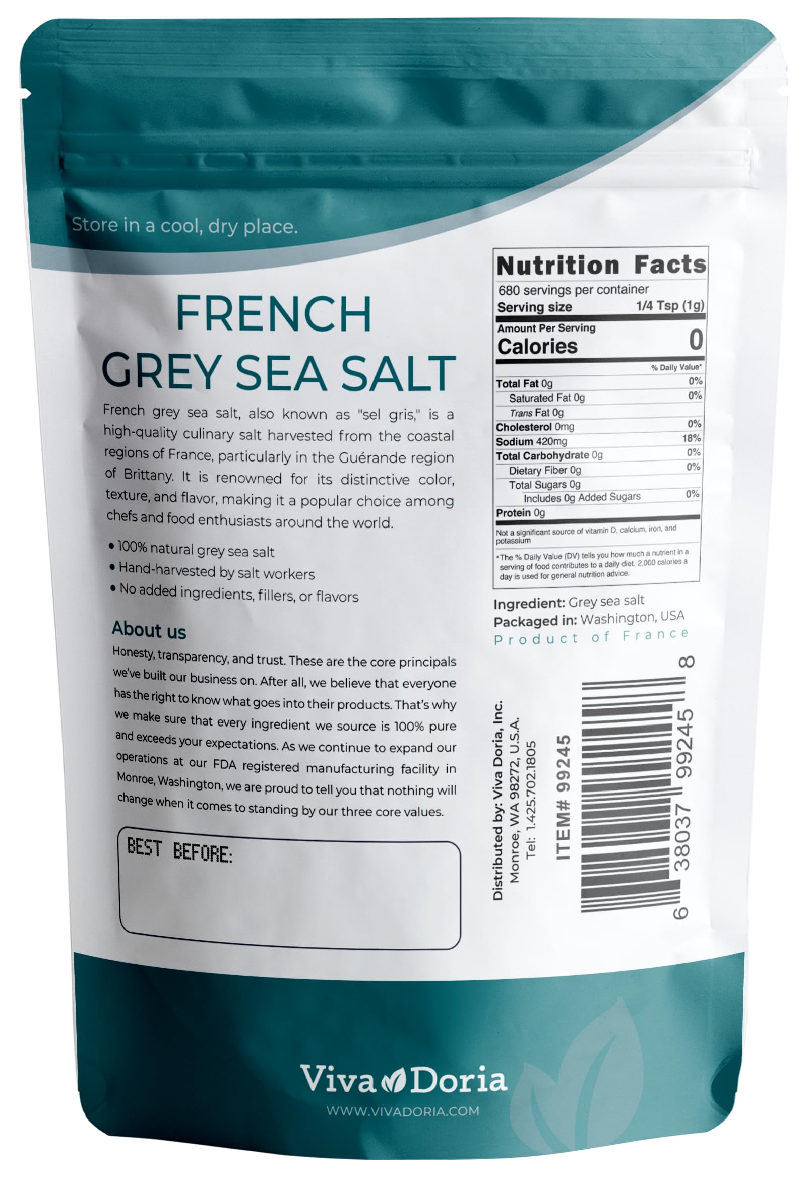 Viva Doria Sel Gris crystals ready to grind add subtle mineral notes