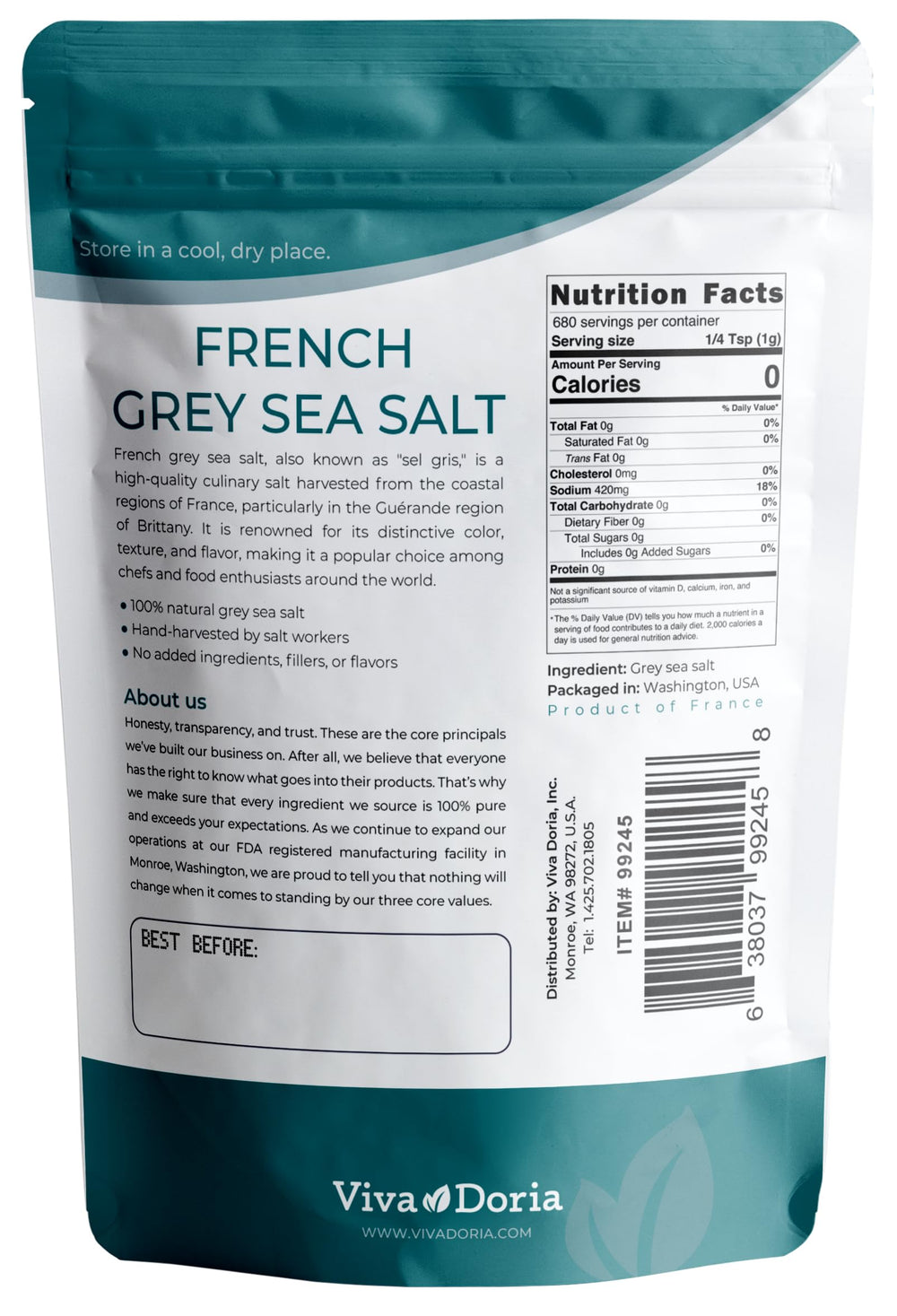 Viva Doria Sel Gris crystals ready to grind add subtle mineral notes
