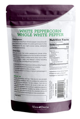 Viva Doria white peppercorn close-up showing delicate flavor notes for creamy sauces.