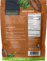 Viva Naturals cacao powder on spoon – smooth texture for baking and shakes.