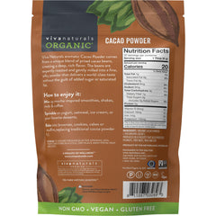 Viva Naturals Organic Cacao Powder being poured into a bowl with silky texture.