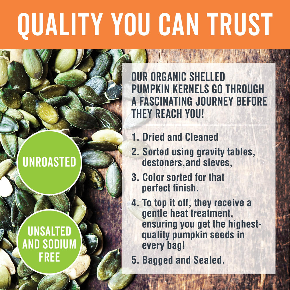 Viva Naturals pumpkin seeds provide a fiber boost for daily intake.