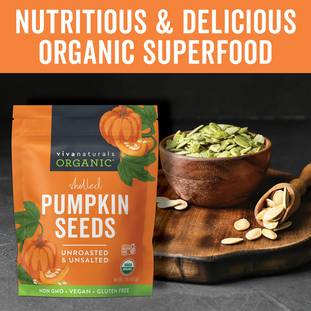 Viva Naturals pumpkin seeds on yogurt for added iron and texture.