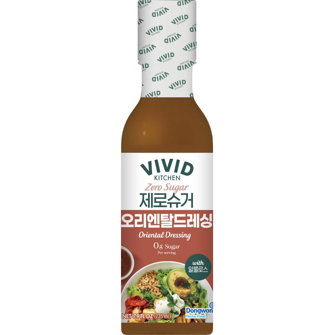 VIVID Kitchen Oriental Dressing bottle-front view highlights bold flavor for salads