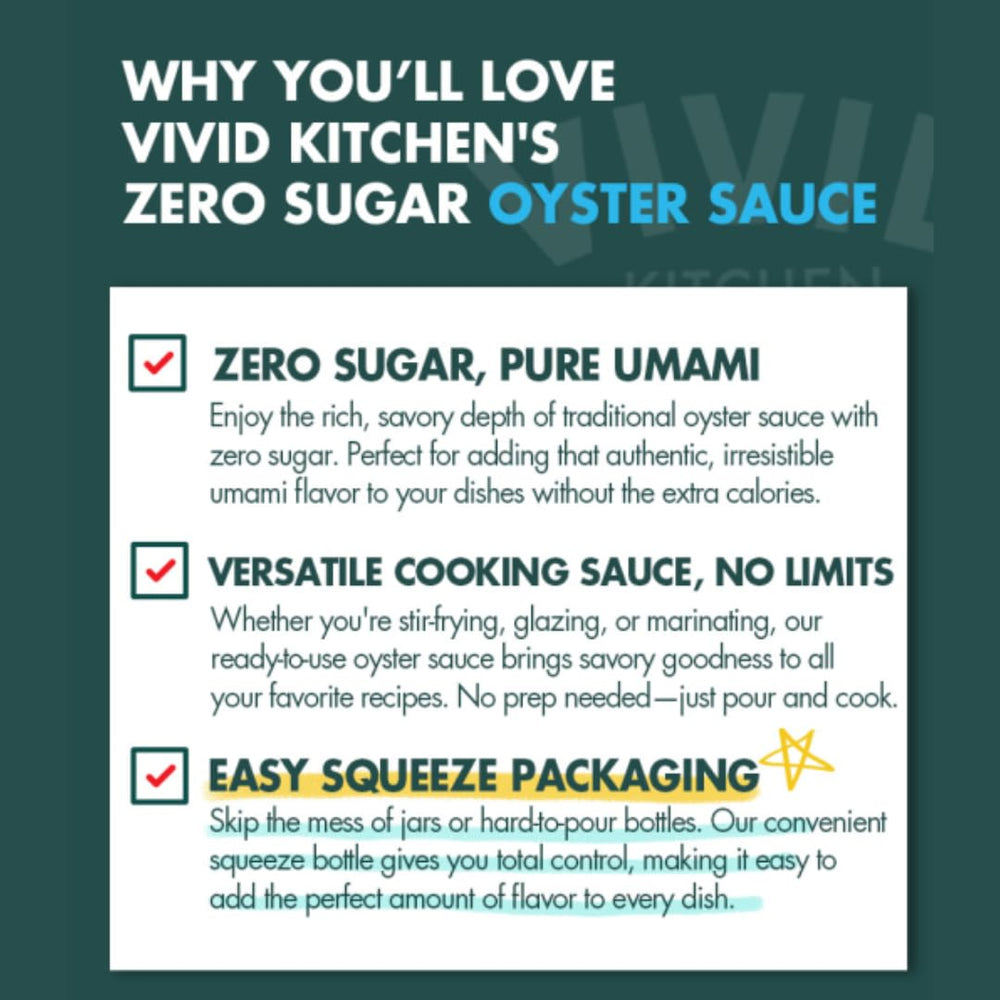 VIVID KITCHEN Oyster Sauce marinated meat — adds caramelized gloss and savoriness