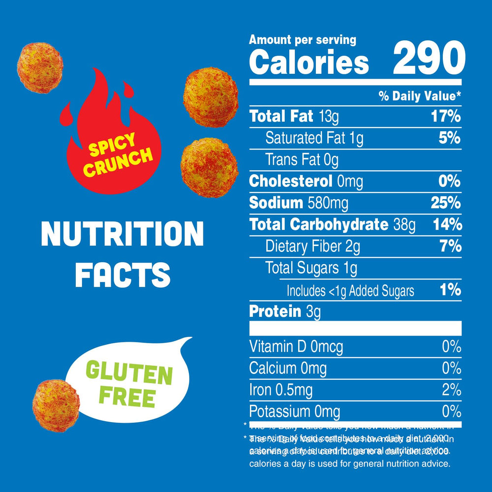 Vlasic Pickle Balls spicy dill corn puffs closeup highlights gluten-free snack convenience.