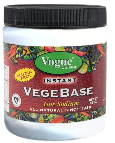 Vogue Cuisine VegeBase bottle on a kitchen counter ready for soup