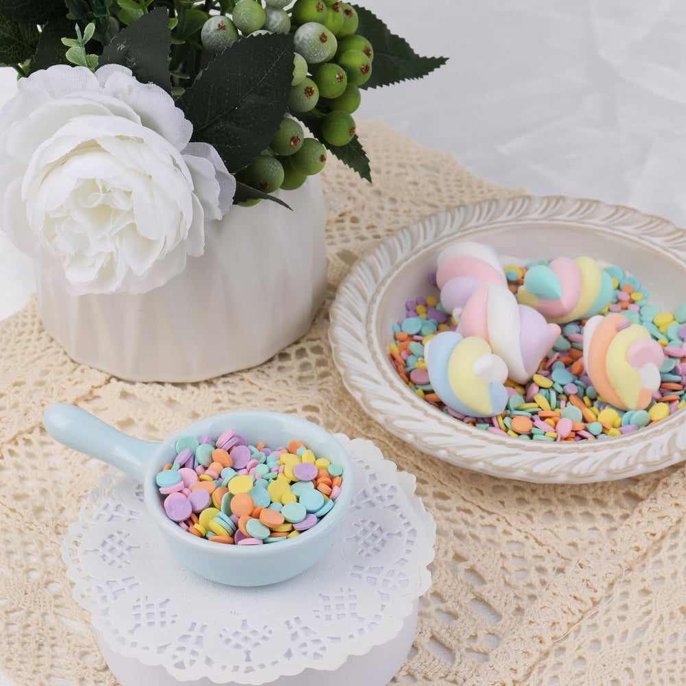 VoKaSar ice cream topped with pastel confetti sprinkles.