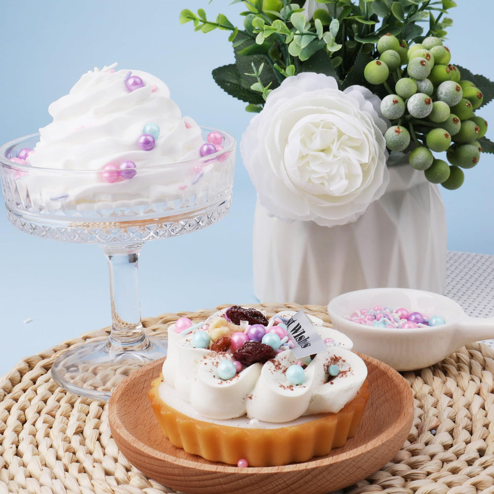 VoKaSar pink purple blue sprinkles on cupcakes and latte art