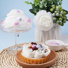 VoKaSar pink purple blue sprinkles on cupcakes and latte art