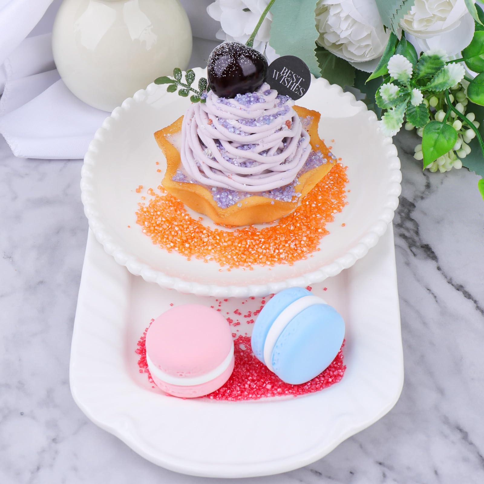 VoKaSar Purple Sprinkles on macarons provides upscale finish.