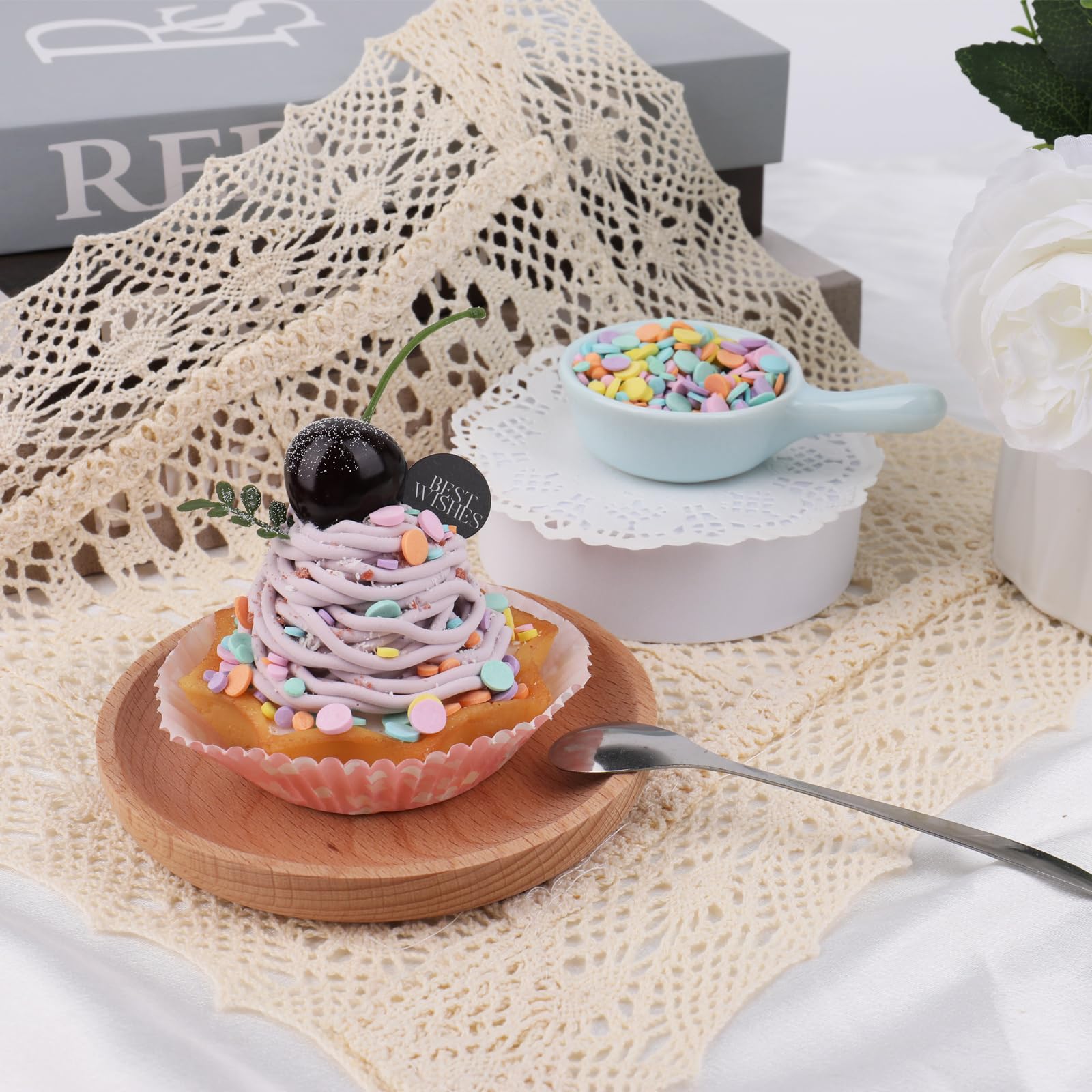 VoKaSar rainbow pastel confetti close-up showing edible decorations.