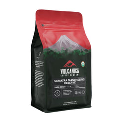 Volcanica Sumatra Mandheling Reserve dark roast packaging front highlighting freshness
