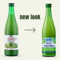 Volcano Juice Lime label close-up showing organic certification and premium ingredients