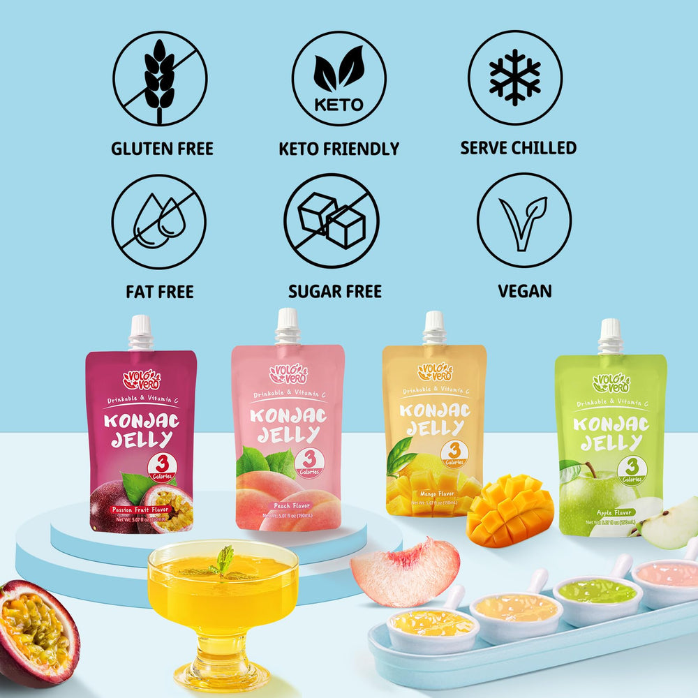 VOLO VERO Peach flavor pouch offering a light, low-calorie treat