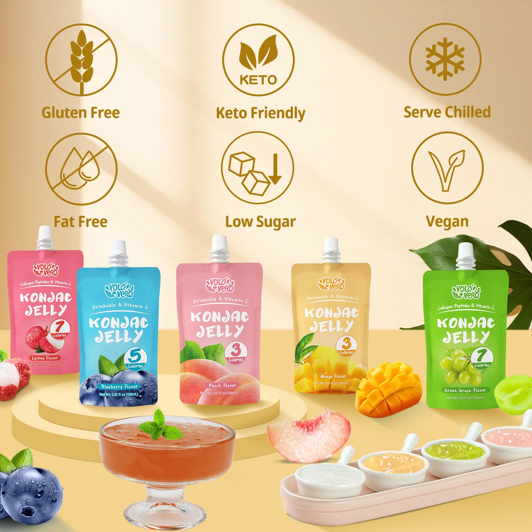 VOLO VERO blueberry konjac jelly pouch, rich flavor, vegan and gluten-free