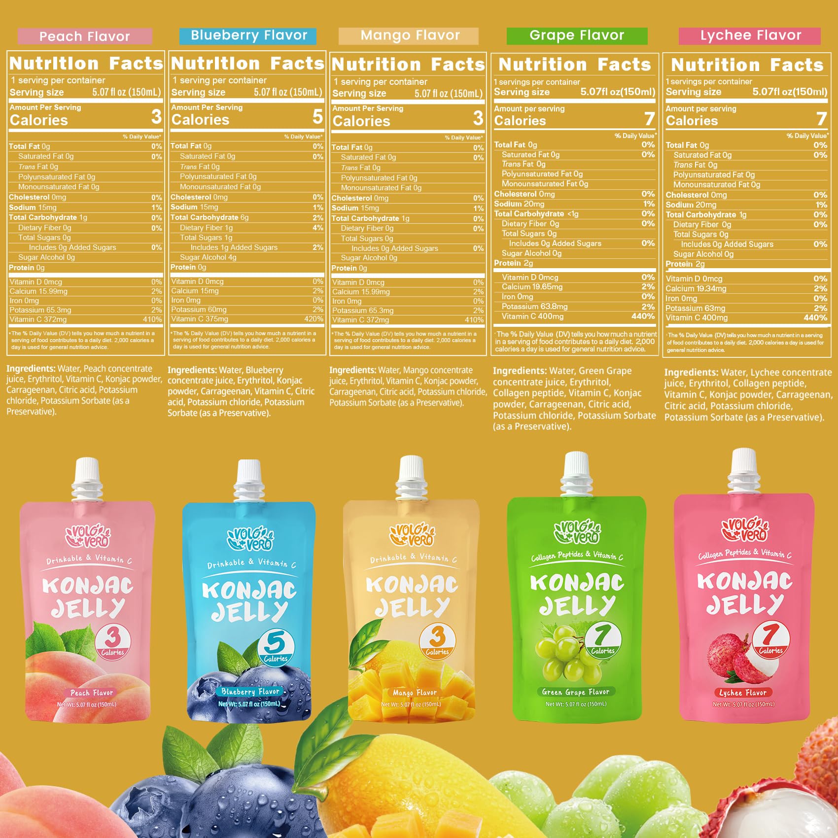 VOLO VERO mango konjac jelly pouch with tropical aroma and low calories