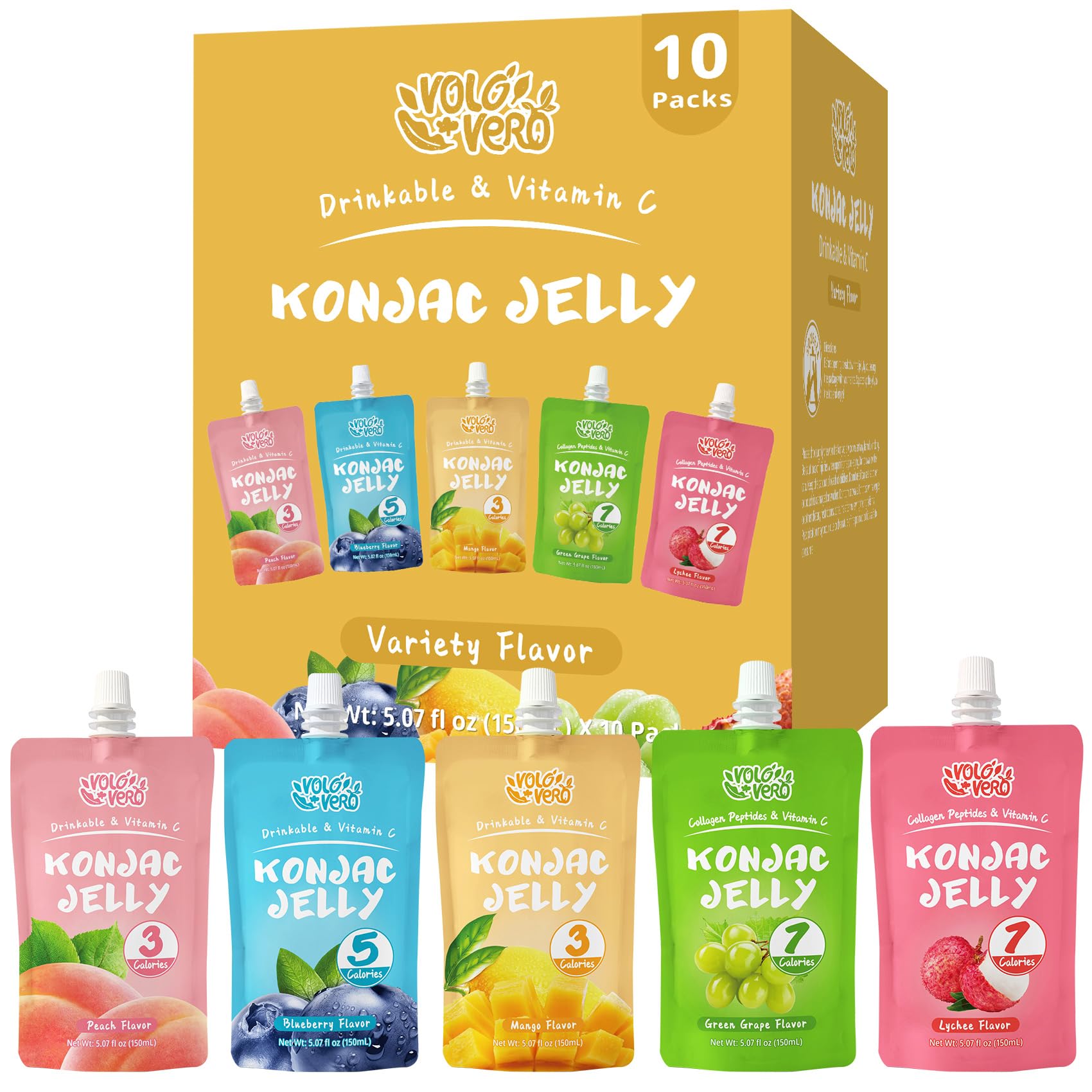 VOLO VERO peach konjac jelly pouch with vitamin C for immune support