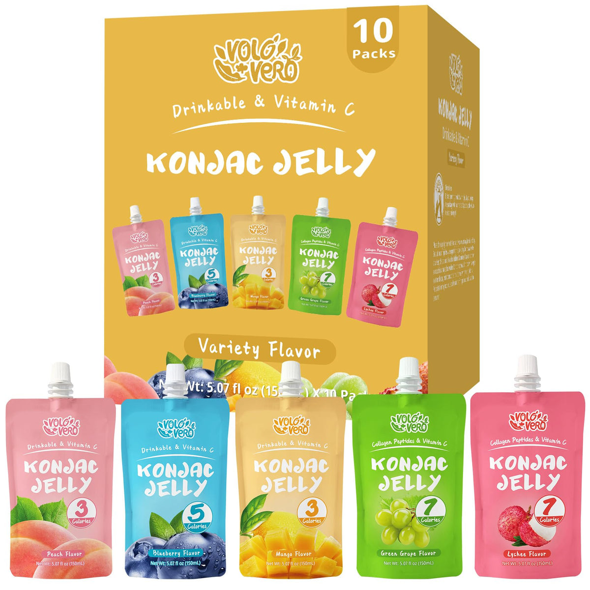 VOLO VERO peach konjac jelly pouch with vitamin C for immune support
