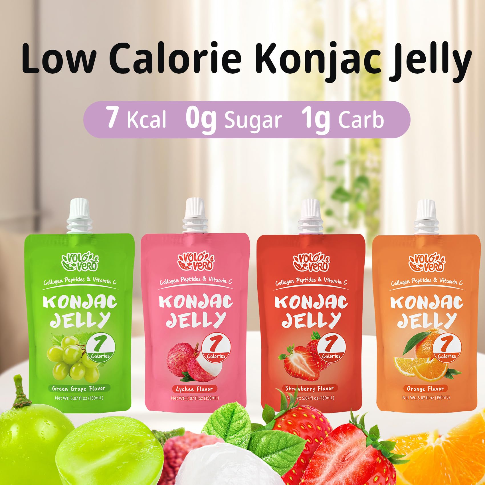 VOLO VERO Konjac jelly pouch green grape flavor with collagen and vitamin C