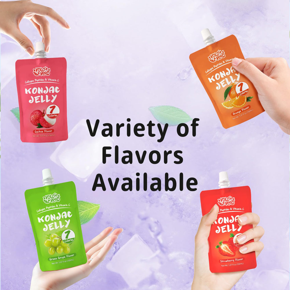 Nutritional info for VOLO VERO Konjac jelly pouch with 7 calories and 0 sugar