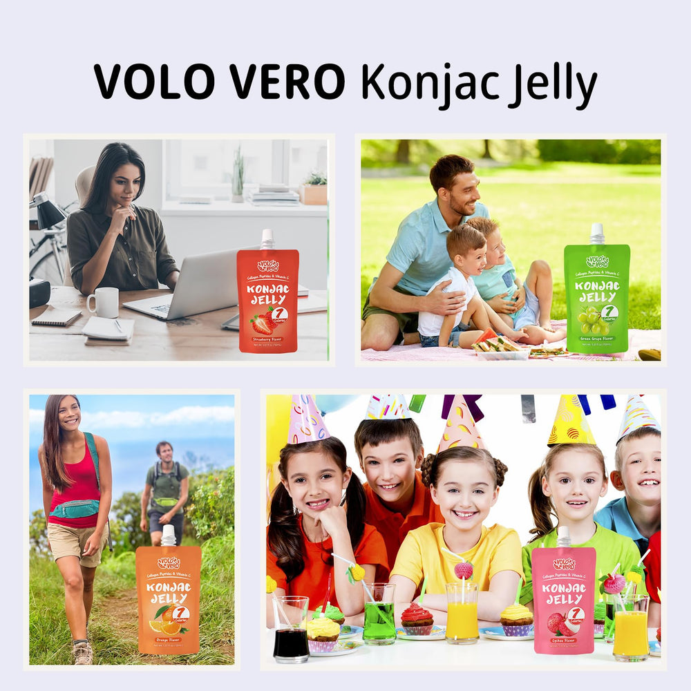 VOLO VERO Konjac jelly pouch in a work bag for a convenient snack