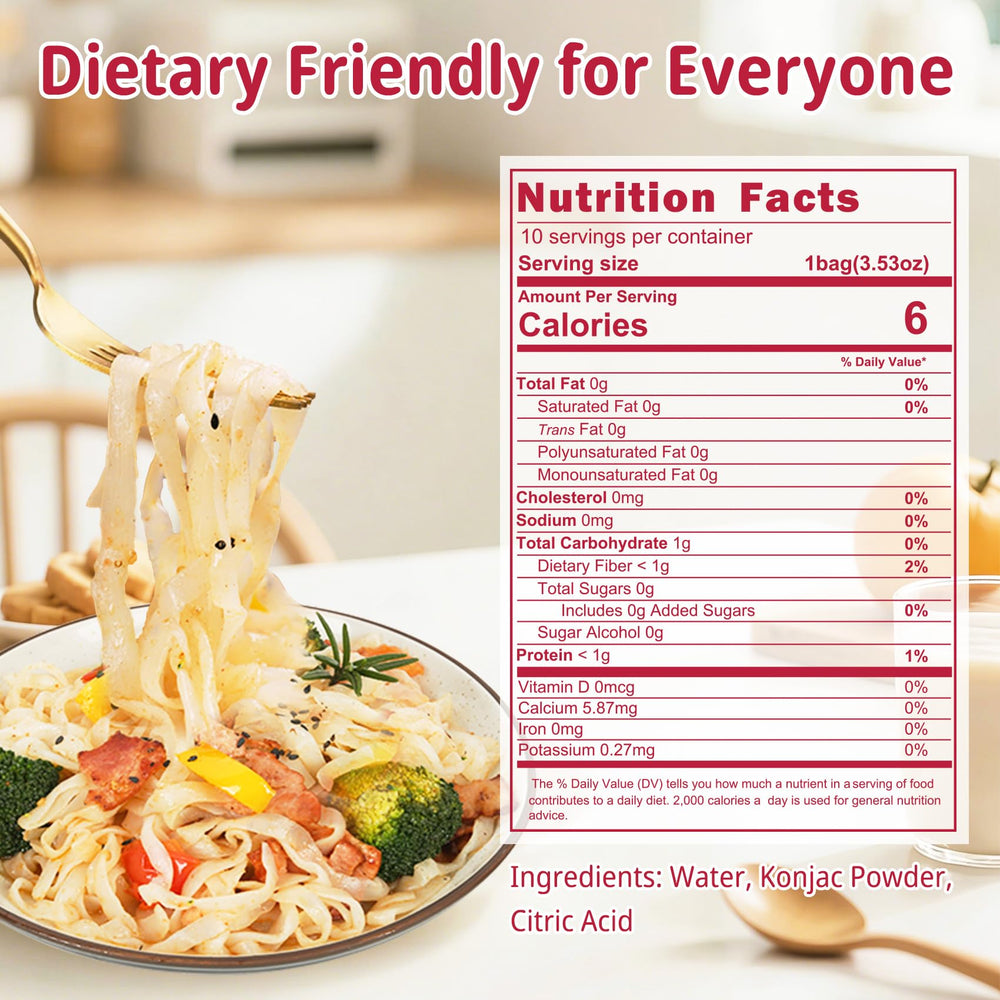 Volovero Konjac Noodles variety pack label shows gluten-free and sugar-free attributes