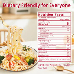 Volovero Konjac Noodles variety pack label shows gluten-free and sugar-free attributes