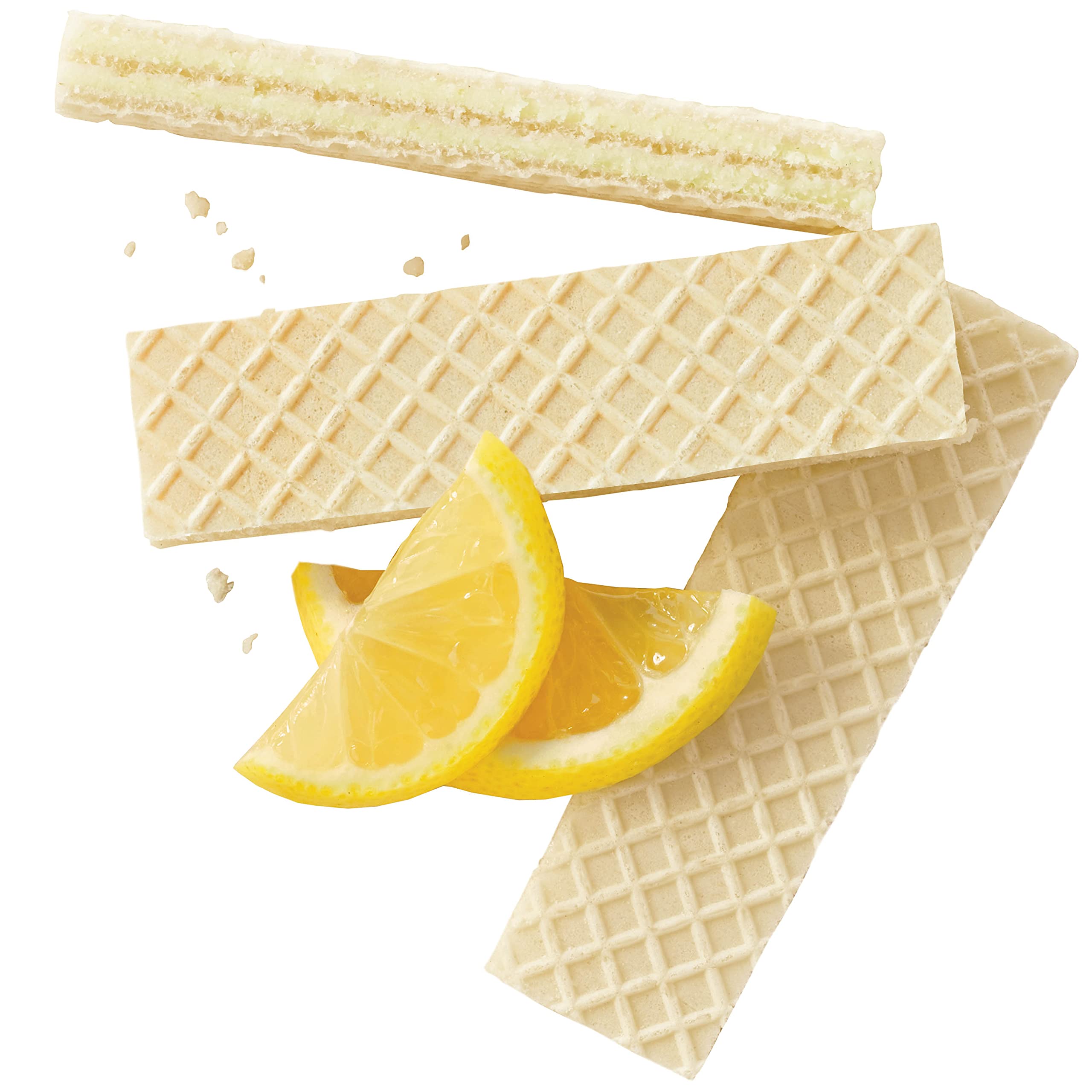 Voortman Lemon Wafers stacked, showcasing uniform wafer layers