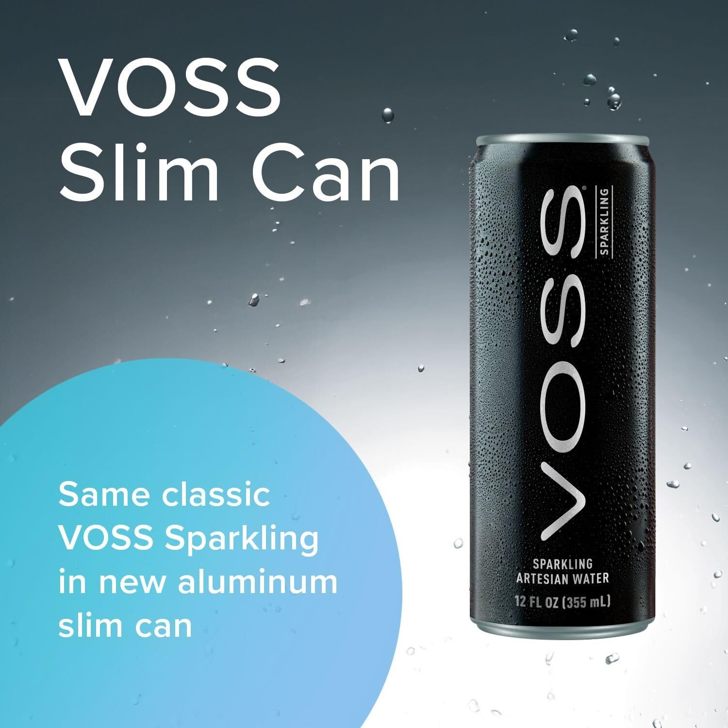 Recyclable aluminum can from VOSS packaging highlighted for sustainability.