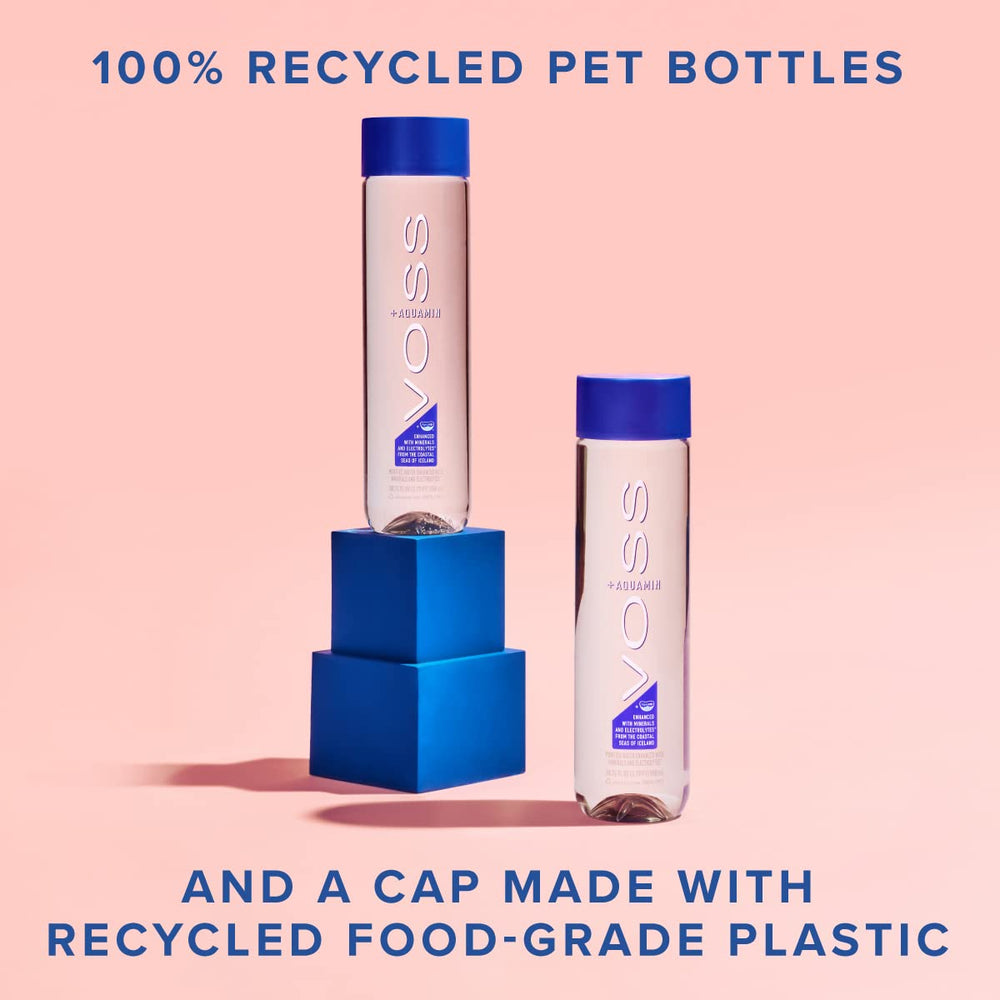 VOSS+ Aquamin recycled PET packaging reflecting sustainability