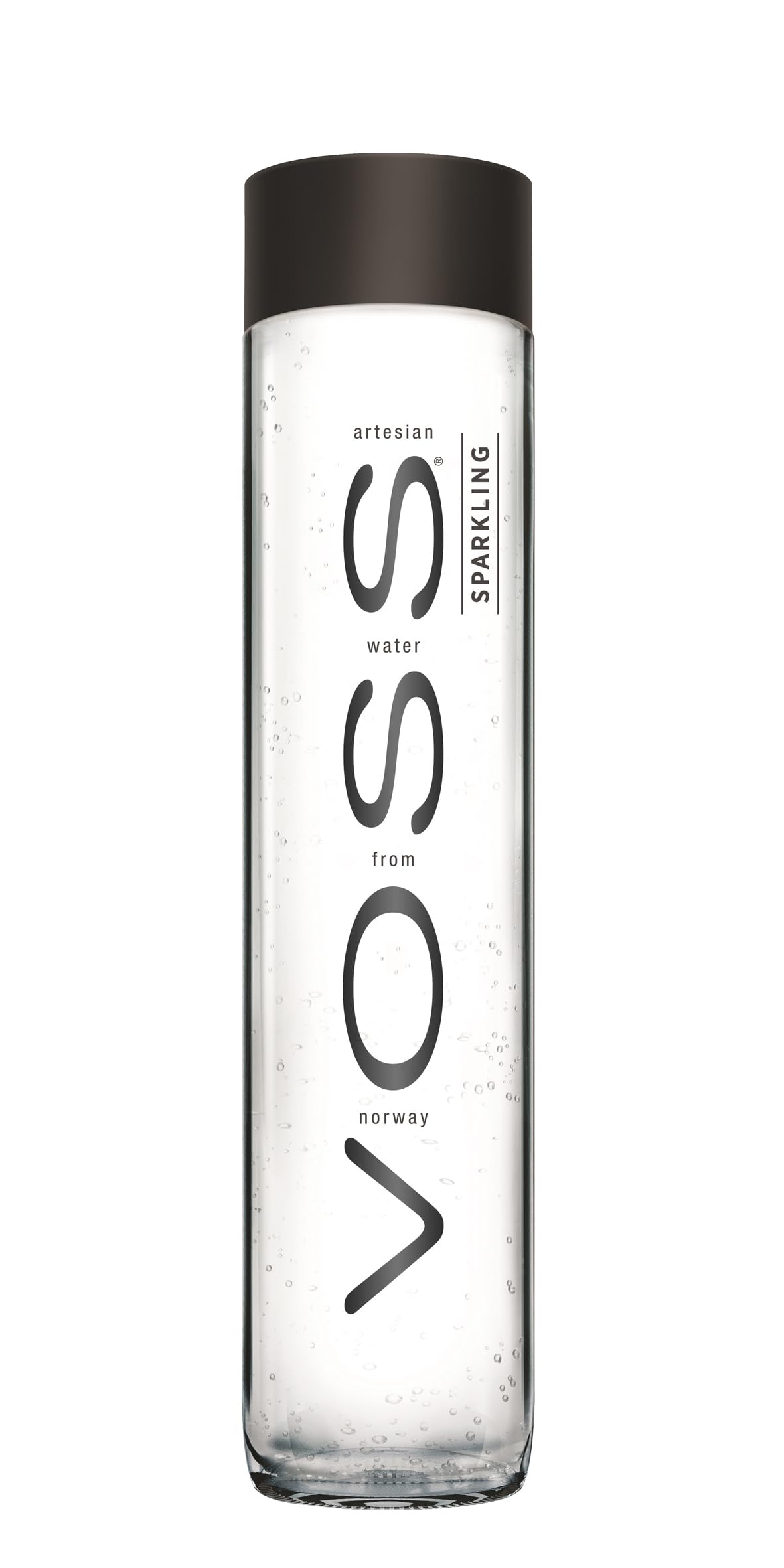 VOSS water in a glass with bubbles highlights crisp hydration.