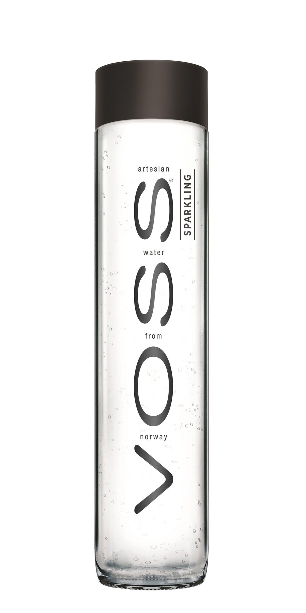 VOSS water in a glass with bubbles highlights crisp hydration.