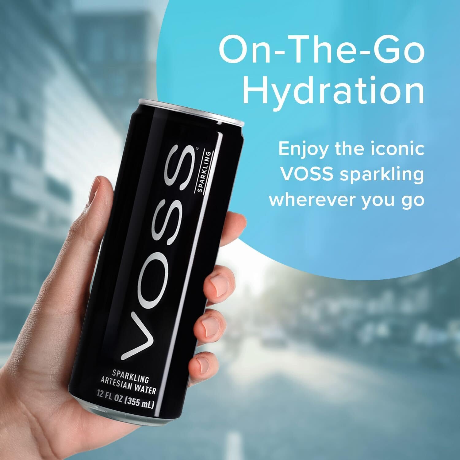 Pouring VOSS into a glass for gatherings and toasts.